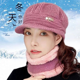 中老年帽子新款加绒加厚保暖针织毛线帽冬天时尚妈妈奶奶帽多规格