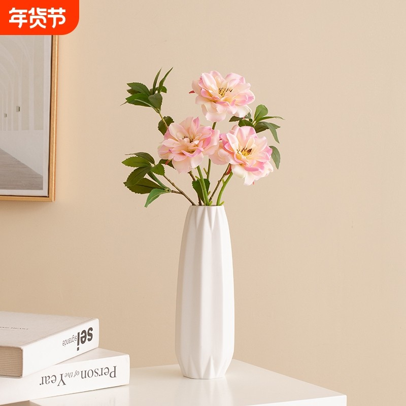 花束假花仿真花摆设仿生花瓶插花装饰花艺摆件餐桌摆放白色红色