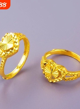 【新款】官方经典沙金心形戒指女款活口指环时尚节日送爱人礼物