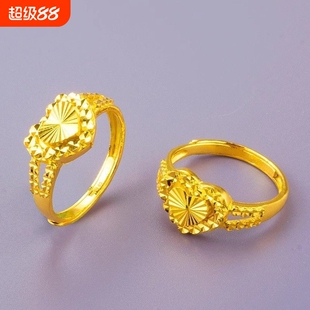 【新款】官方经典沙金心形戒指女款活口指环时尚节日送爱人礼物