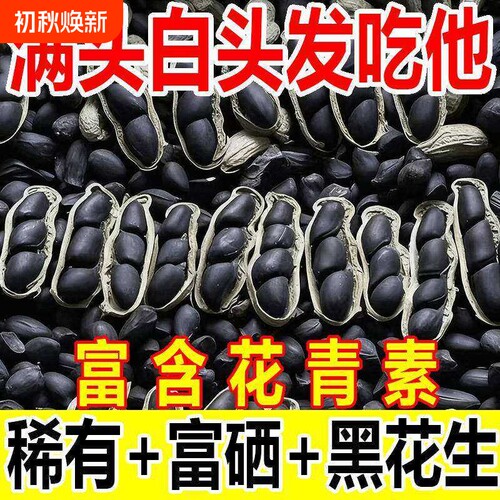 正宗富硒生黑花生带壳富含花青素地道口感原味零食新货精选花生米