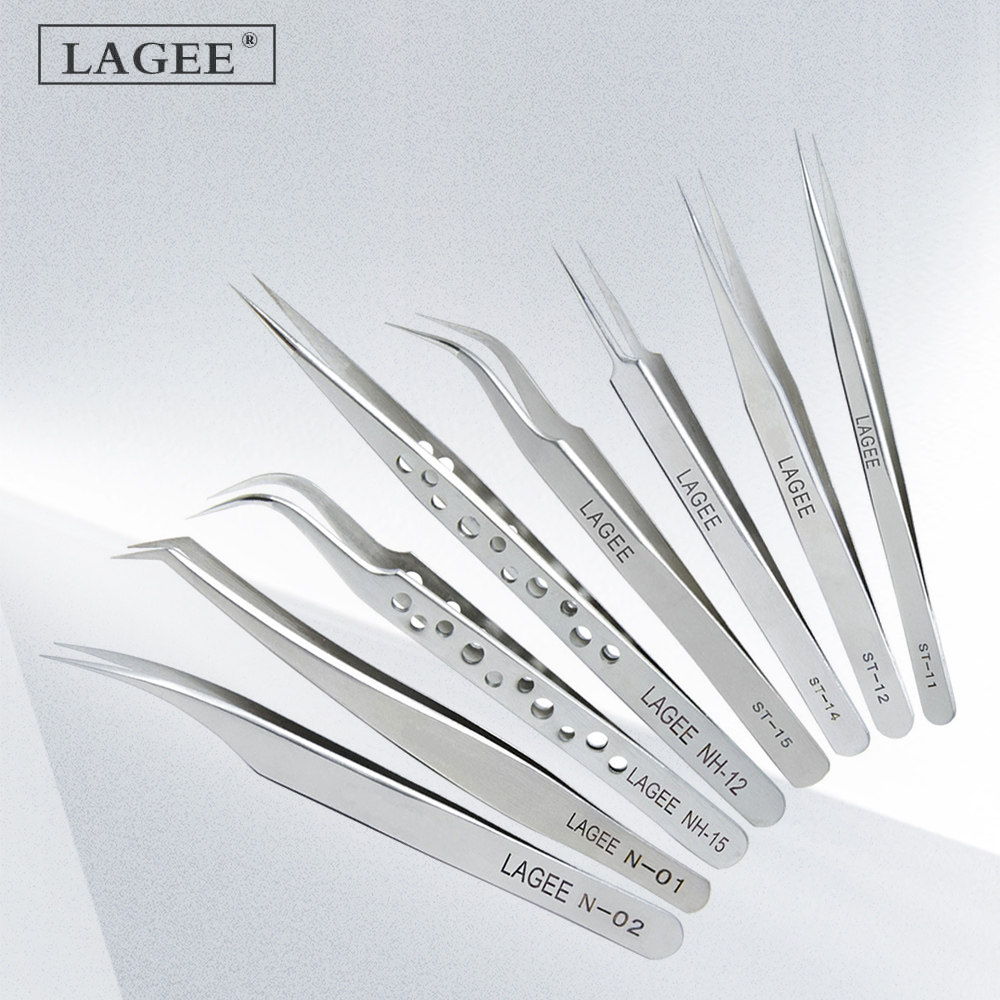 LAGEE 拉歌不锈钢美睫镊子 高精密多规格开花分毛便携嫁接工具