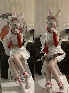 猫屿现货cos王者公孙离皮肤祈雪灵祝cosplay服装女道具伞COS假发