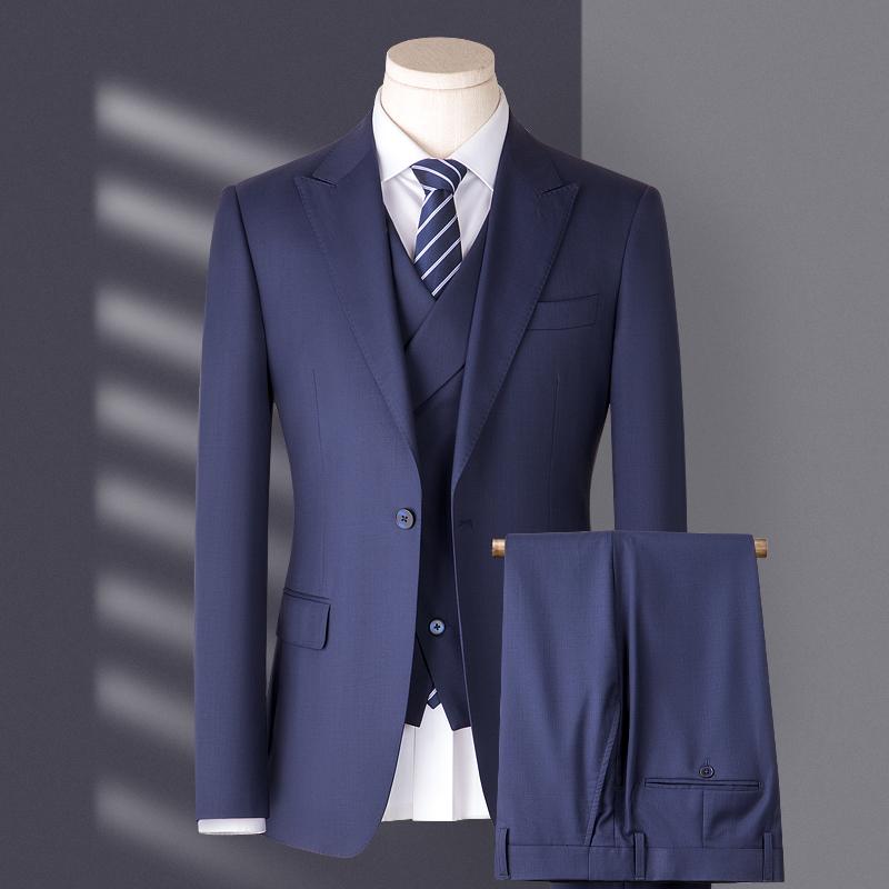 啄木鸟羊毛西服套装修身结婚礼服