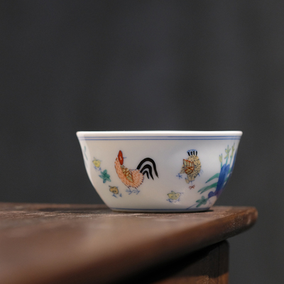 瑕疵处理纯手绘仿成化斗彩鸡缸杯景德镇仿古陶瓷茶杯茶具