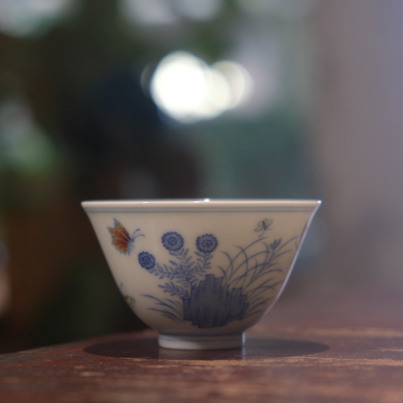 慕胤堂纯手工手绘精工斗彩三秋杯景德镇陶瓷主人杯单杯个人杯