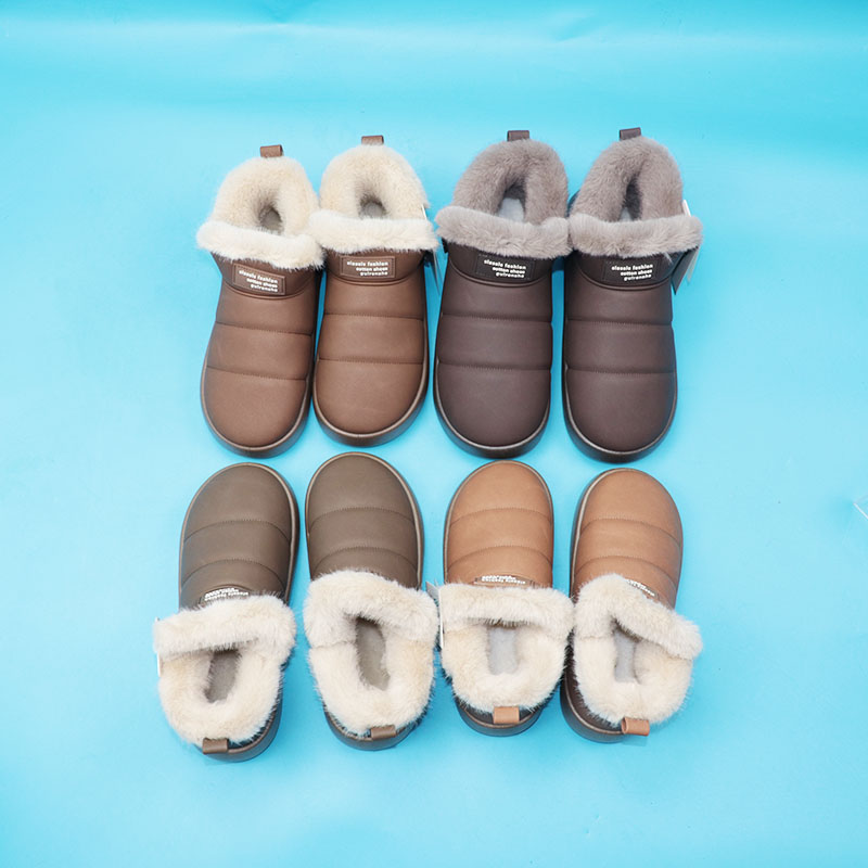 贵人鲨冬季人造皮情侣室内室外保暖棉鞋