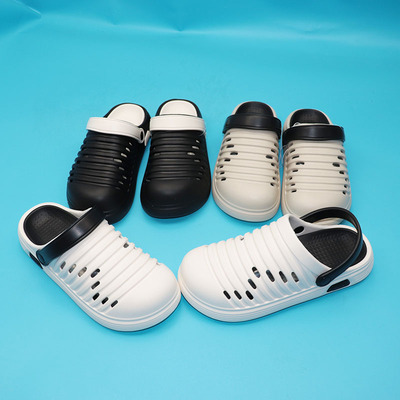 明芽男士横条EVA踩屎感泡沫沙滩花园洞洞鞋包头凉拖鞋休闲夏天轻