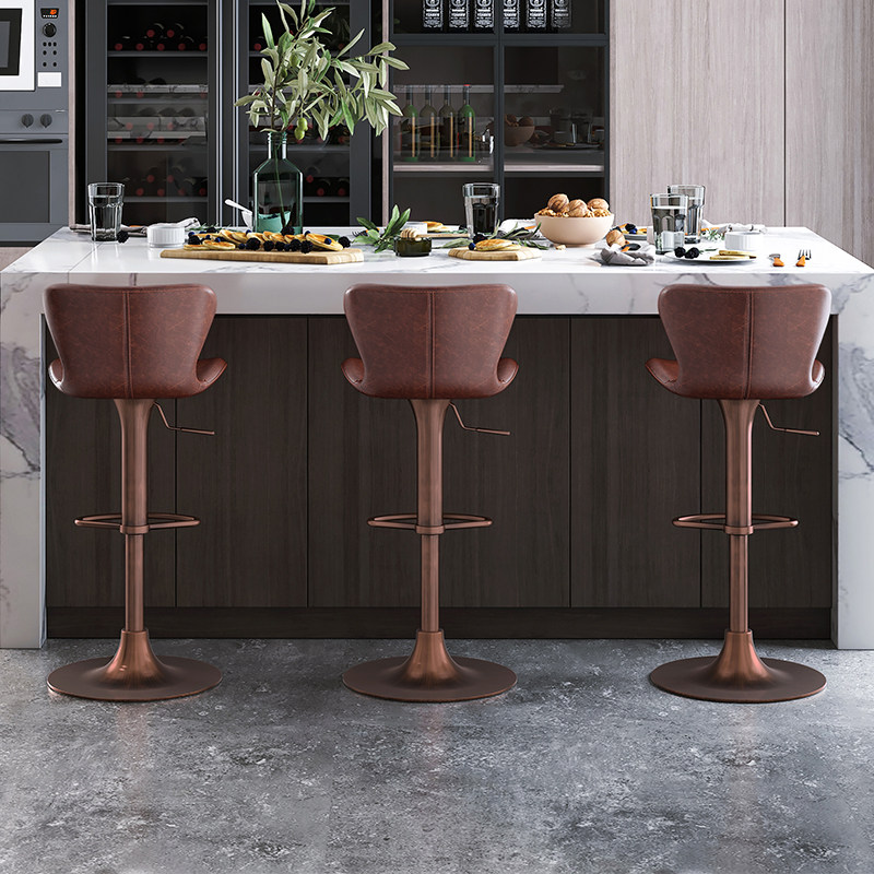 升降旋转吧台椅高脚凳子家用轻奢现代简约欧式美式岛台椅靠背7215