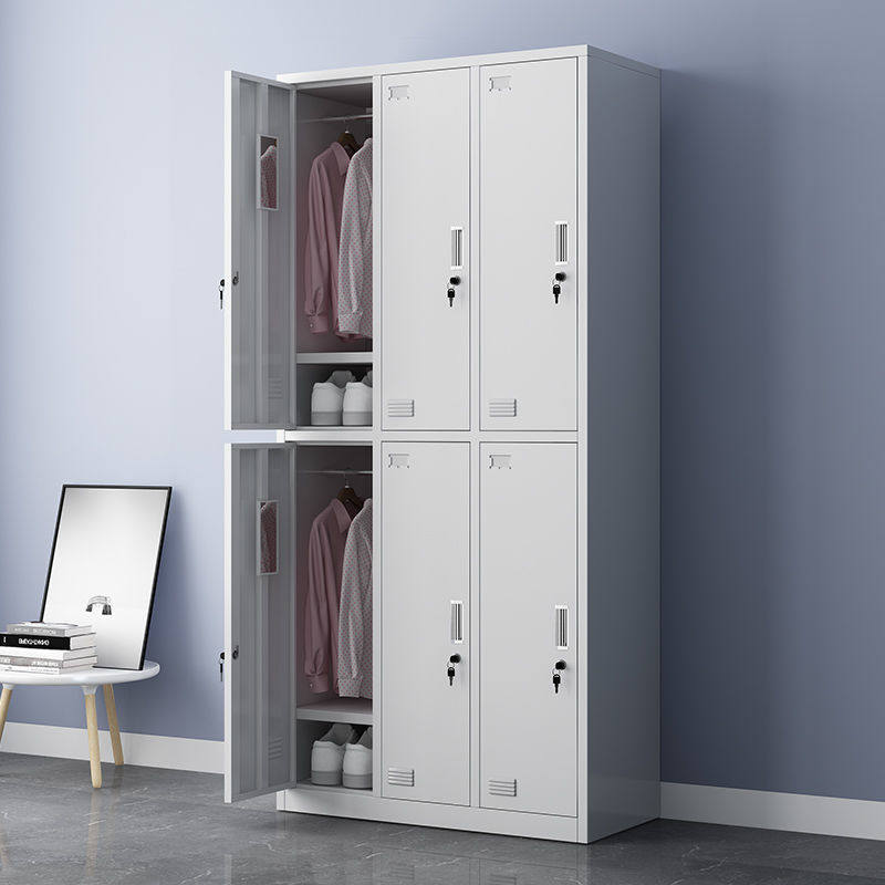 钢制员工更衣柜工厂宿舍储物柜六门换衣服柜带锁鞋柜浴室换衣柜子
