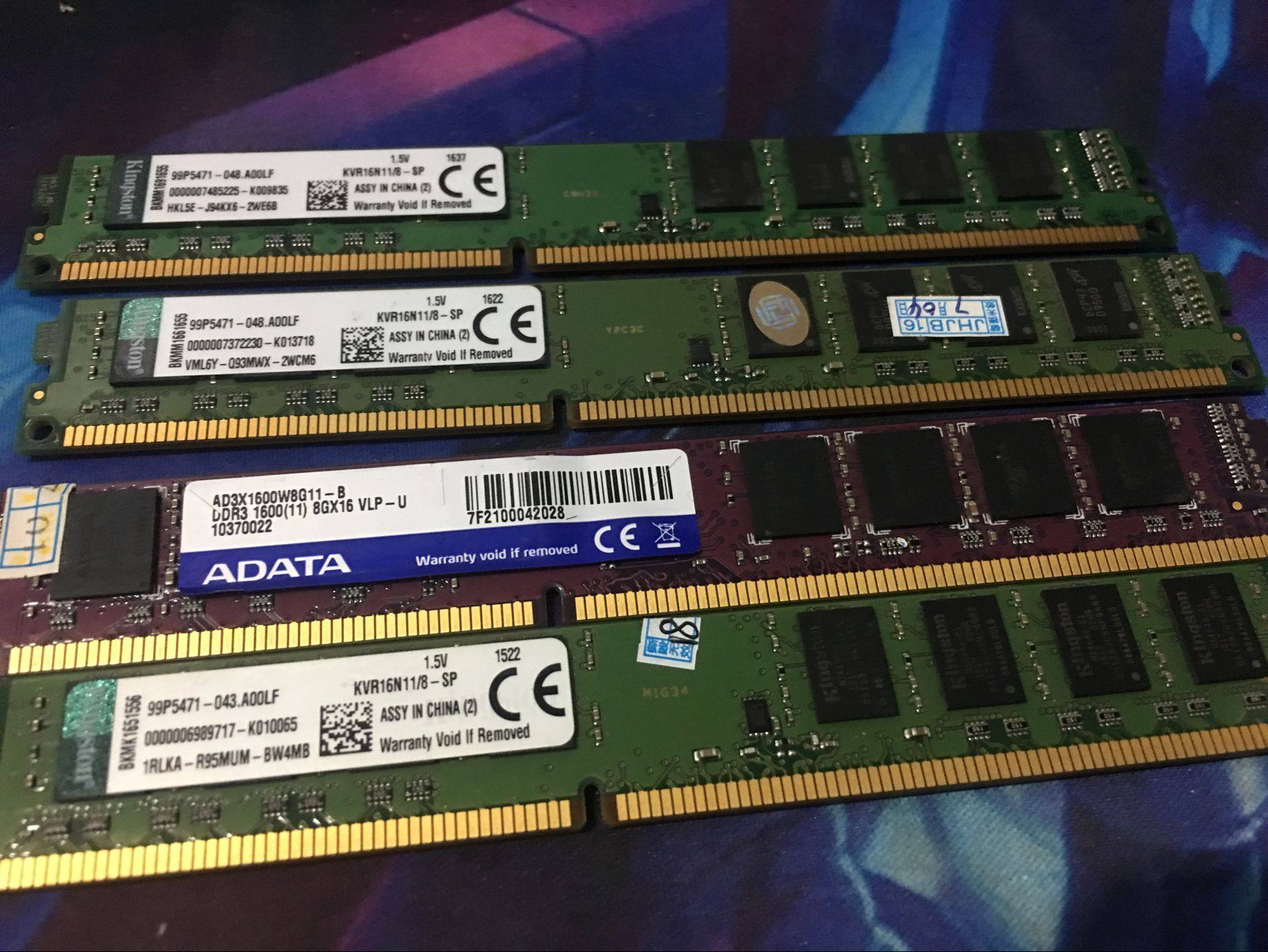 二手原装金士顿8g ddr3 1600 台式机内存条 普通条 骇客