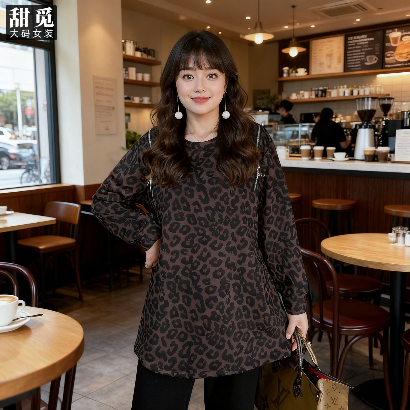 甜觅特大码女装2025秋冬装胖mm300斤时尚休闲拉链装饰中长款卫衣