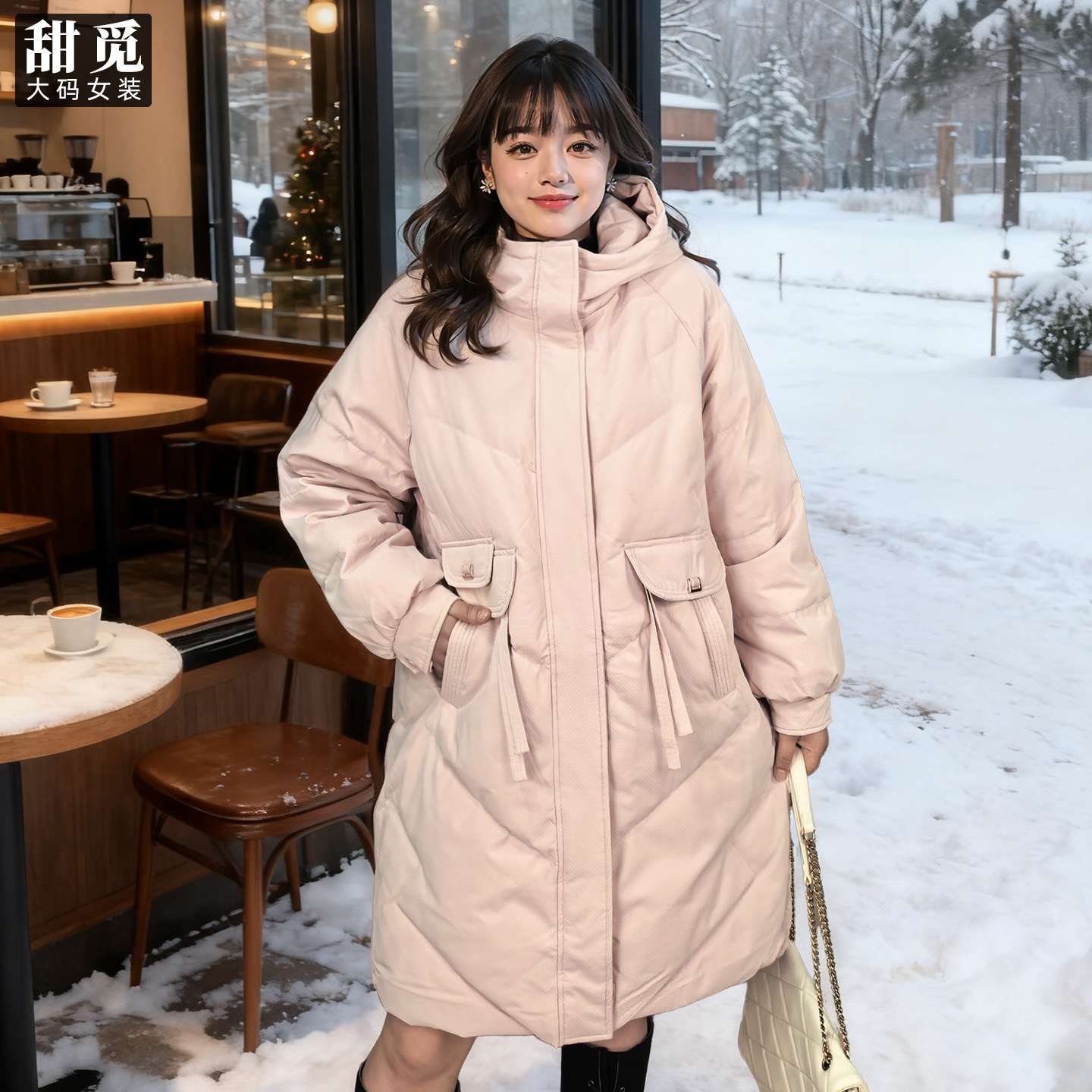 甜觅特大码女装冬装胖mm300斤冬季保暖宽松显瘦中长款及膝羽绒服