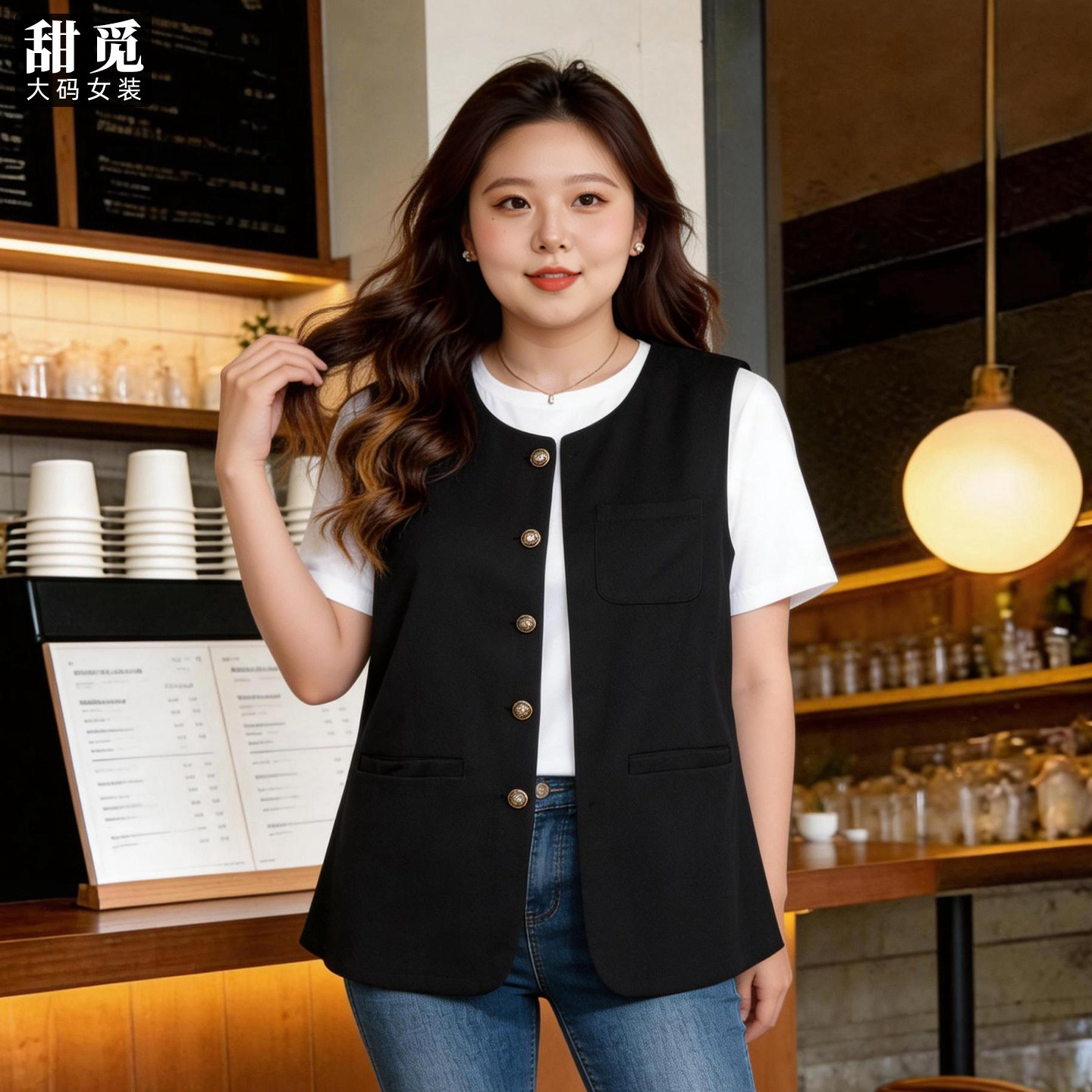 甜觅特大码女装春夏装胖mm3000斤淑女气质宽松显瘦中长款马甲外套