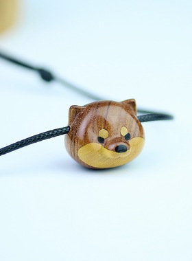 树哥男女情侣檀木镶嵌榫卯吊坠