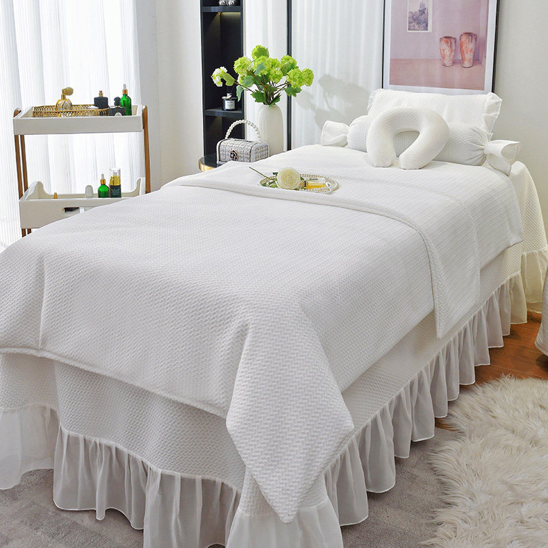 新款美容床罩四件套非纯棉高档轻奢美容院床套四季通用可定制logo