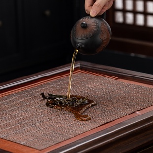 茶盘茶垫茶叶渣过滤垫功夫茶具配件茶台隔茶渣网防水竹席茶席桌垫