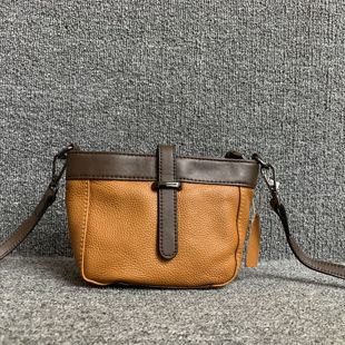 商场撤柜货真皮女包小众韩版 头层牛皮撞色简约单肩小包女 百搭时尚