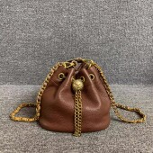 真皮女包小众韩版 百搭时尚 头层牛皮链条单肩抽带复古水桶包小福袋