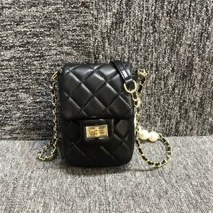 小众真皮女包韩版甜美淑女百搭时尚羊皮链条单肩锁扣手机包小包女