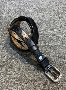 梦嘉丽牛皮针扣女小腰带百搭