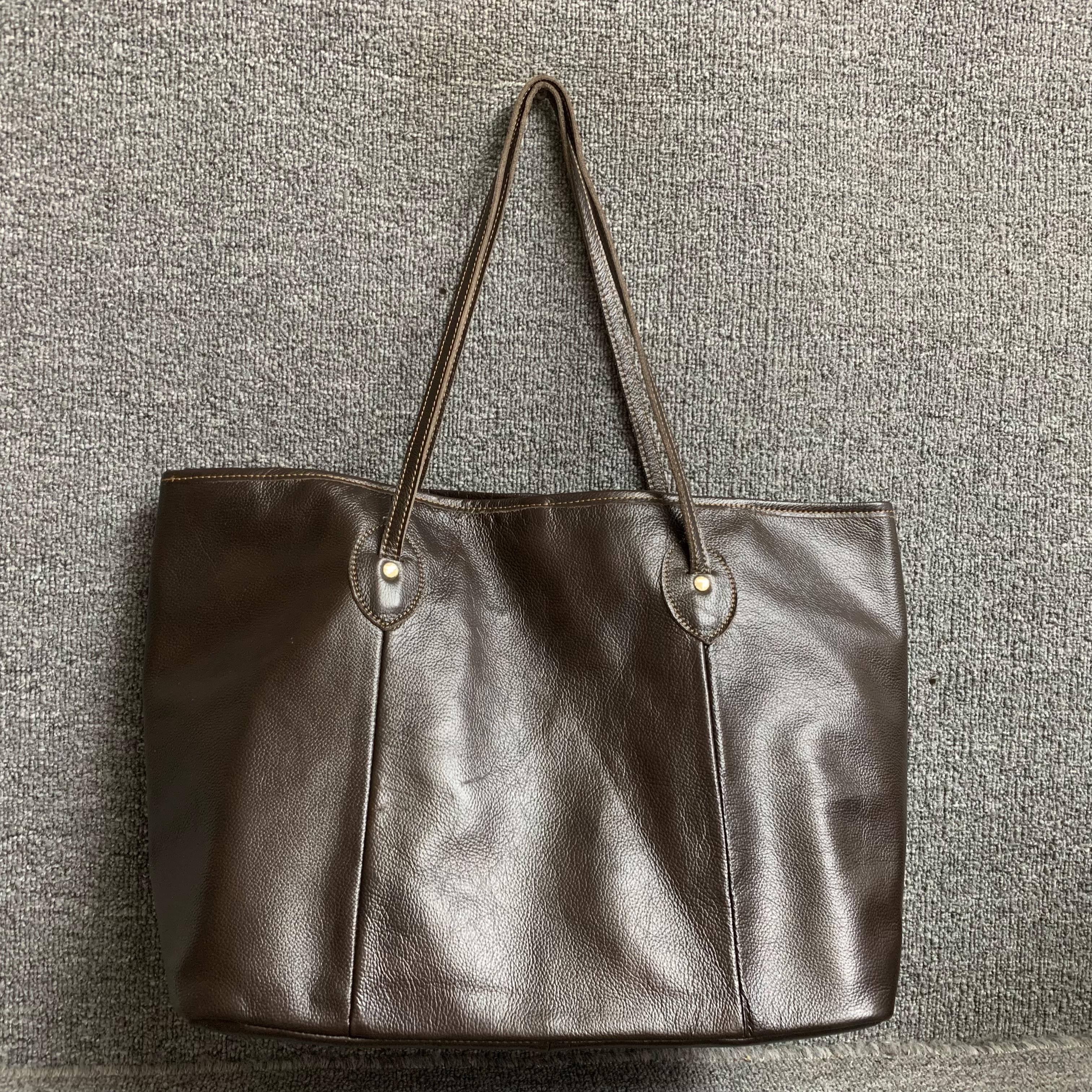 梦嘉丽大容量头层牛皮购物袋