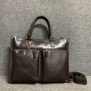 新品真皮男包韩版百搭头层牛皮男士手提单肩商务实用大容量公文包