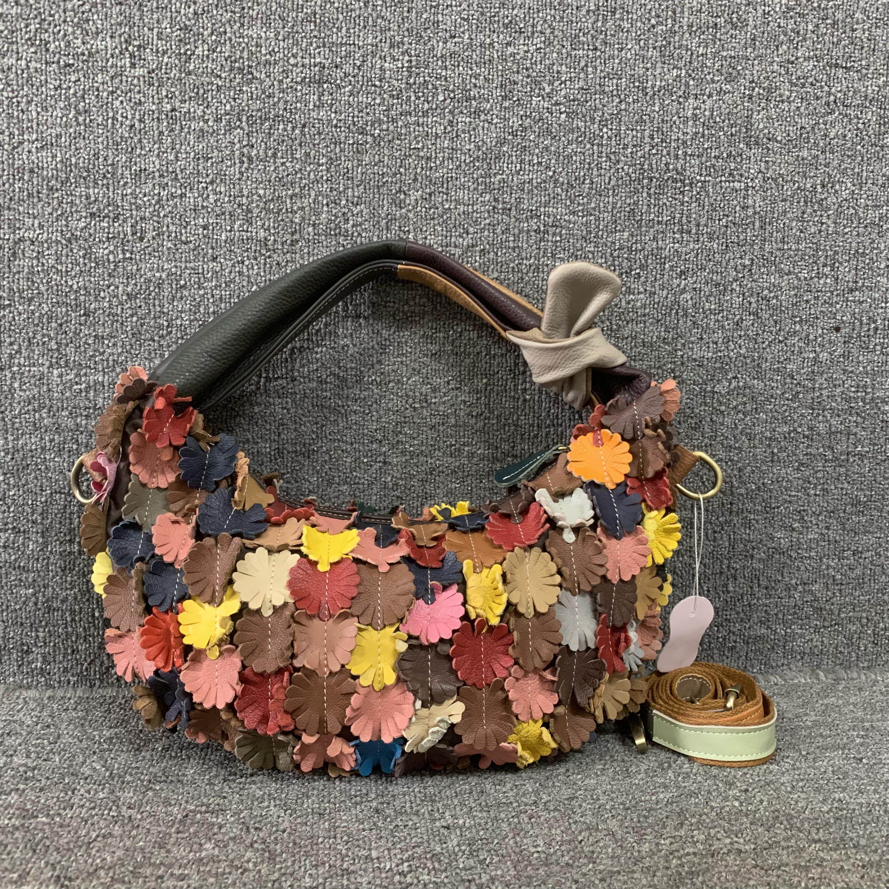 彩色女包~~真皮女包韩版百搭头层牛皮手提单肩复古小众饺子包简约