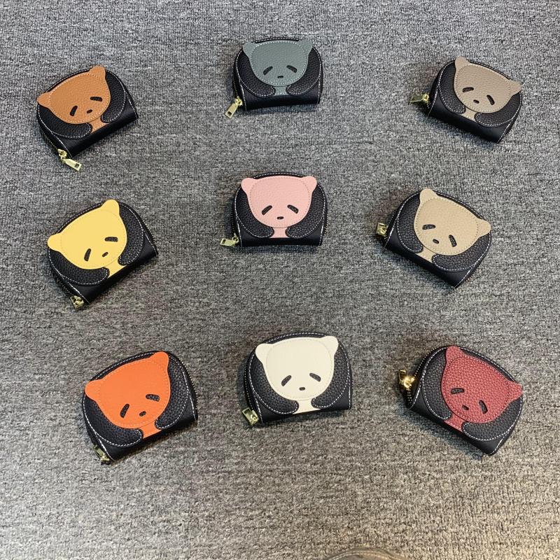 梦嘉丽头层牛皮撞色卡包零钱包