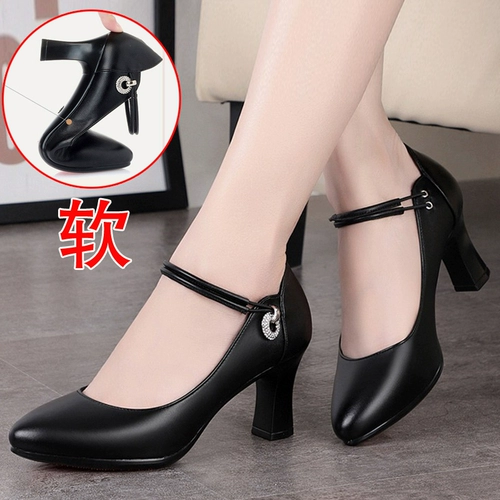 Рабочие туфли для кожаной обуви, танцующее ципао, высокая летняя обувь для матери, из натуральной кожи, мягкая подошва