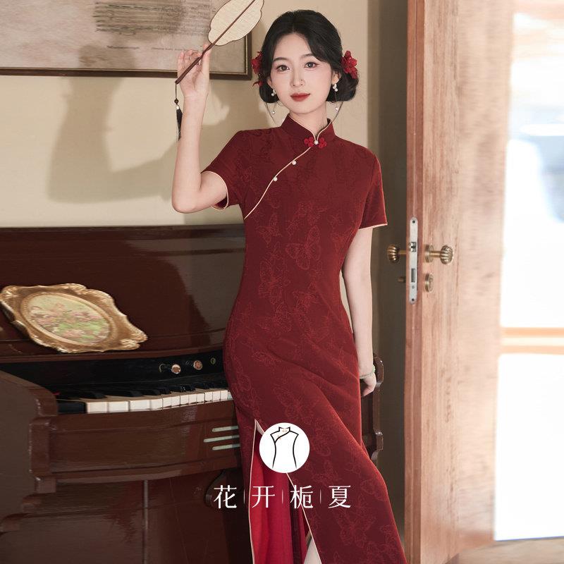 《中红翼新红色式旗袍5032025夏季年轻款》少女洋装新娘敬酒服