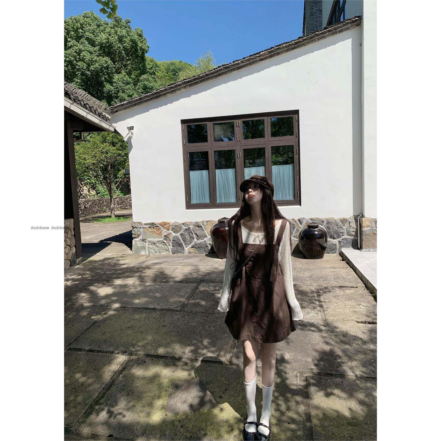 搭KCE张爆爆学院 风背带连衣裙女夏百裙宽松显瘦减龄小个子背带子