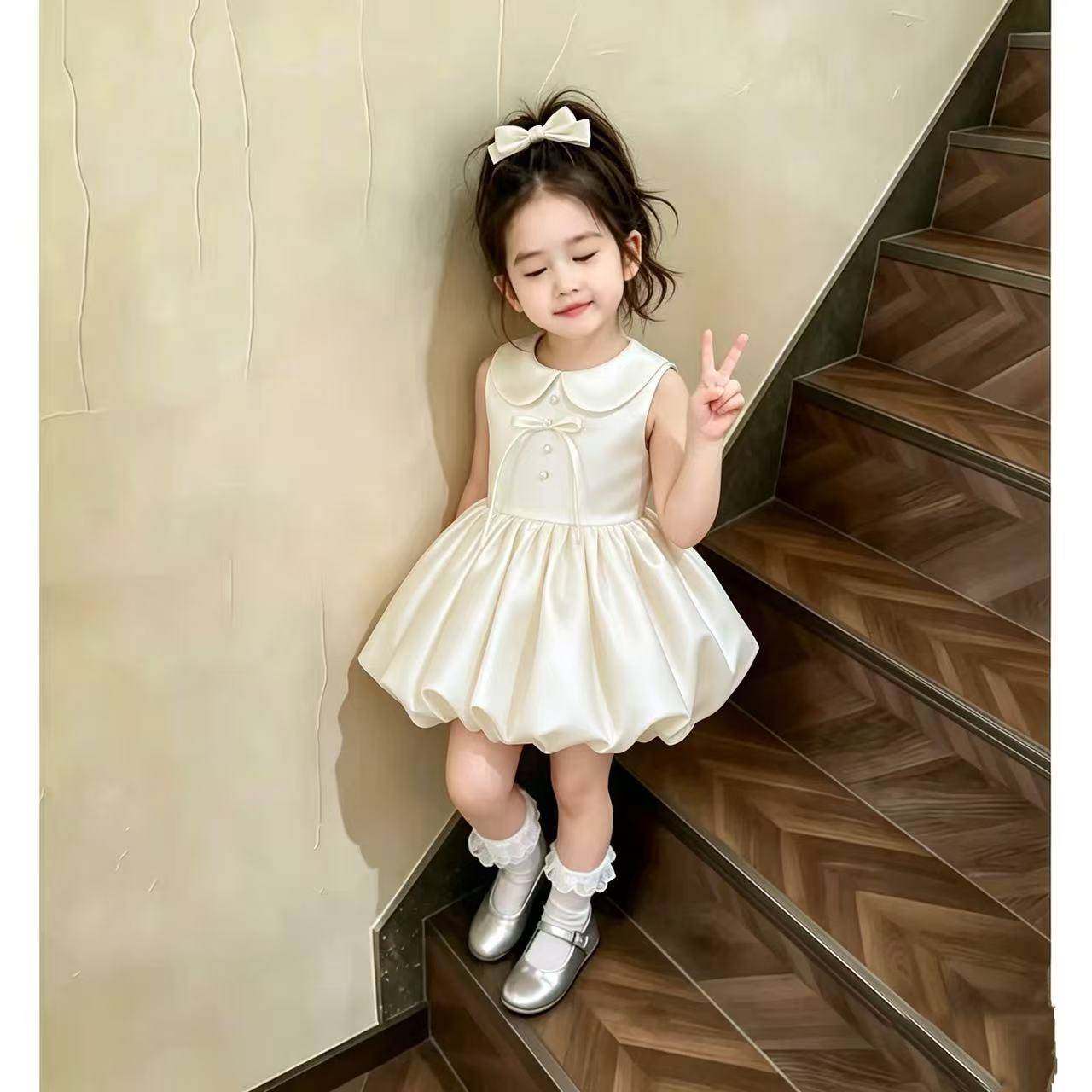 2CKP气026夏季新衣款生日礼裙女童蓬蓬裙高级感周岁礼服背心裙洋