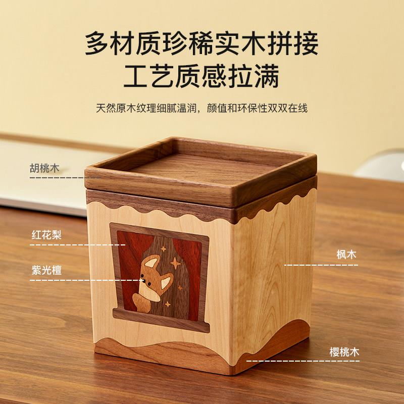 桌面小垃圾桶实可木颜值爱带盖子家用台客厅办面公室迷MUL你纸高