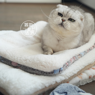 慕斯爱上法派 宠物羊羔绒法兰绒毛毯垫子猫窝狗窝冬季柔软保暖垫