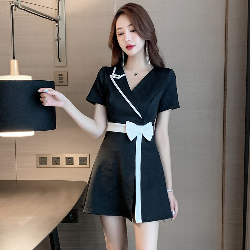 夜场性感连衣裙子修身夜总会短裙女装养生会所工作服足浴技师服