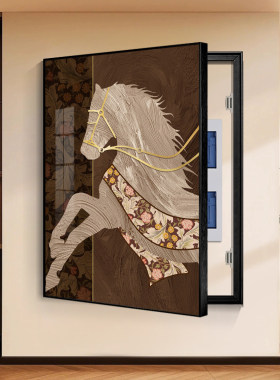 中古风马到成功电表箱装饰画竖款
