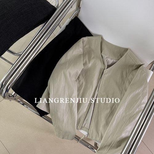 公司货。绵软Pu优质简约拉链圆领皮衣春季外套6231ER