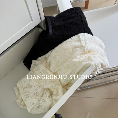 高腰直筒蕾丝钩花半身裙