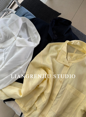 质感很赞！天丝麻。宽松收腰气质薄款春夏衬衫式外套26027AR