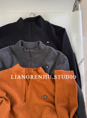 绒衫。小立领半开拉链。秋冬厚实长袖打底衫T恤8116M