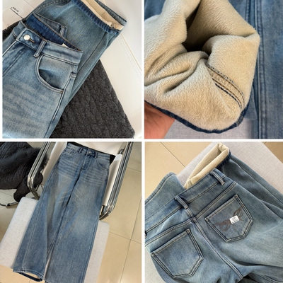 高腰直筒水洗百搭牛仔裤