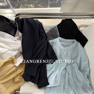 自留苎麻高货。手感及好！春夏圆领宽松长袖衬衫1805C