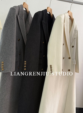 非常帅气！多扣金属感。翻领厚实双面羊毛呢大衣毛呢外套95802WR