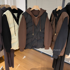 高充绒量！品质 假两件 针织拼接羽绒服3988C
