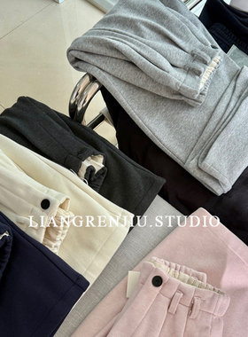 加绒加厚。齐脚踝宽松阔腿冬季毛呢感休闲裤高腰裤DR