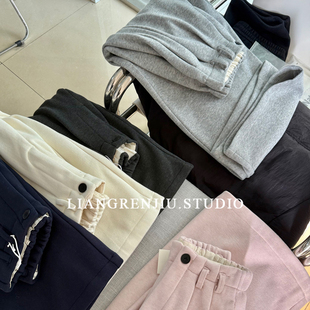 高腰裤 毛呢感休闲裤 齐脚踝宽松阔腿冬季 加绒加厚