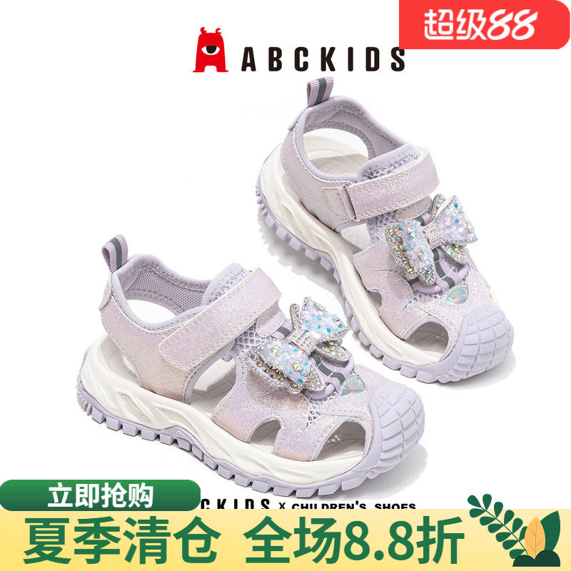abckids女童包头蝴蝶结凉鞋图片