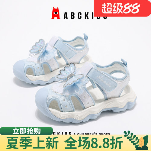abckids女童凉鞋流行蝴蝶结设计