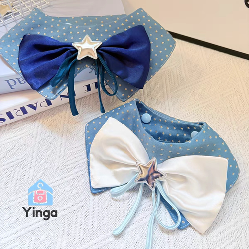 Yinga原创牛仔星星宠物领结宠物口水巾猫咪围脖 舒适实用时尚